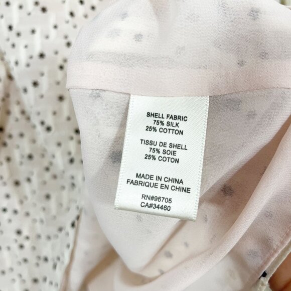 Rebecca Taylor Ivory & Black Star Print Long Sleeve Blouse Silk - Women's Size 2 - Picture 5 of 7
